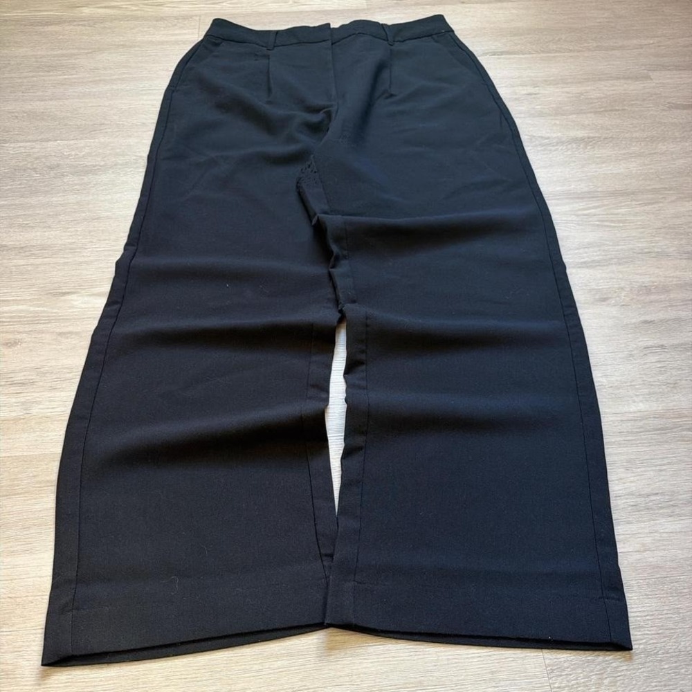 34x28 Black Baggy Wide Leg Dress Pants Y2K 2000s Vintage